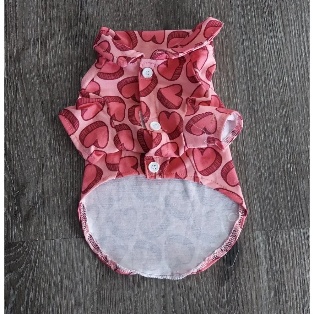 Pet Shirt Valentines Day Dog or Cat Medium Pink Candy Hearts Outfit X-Small